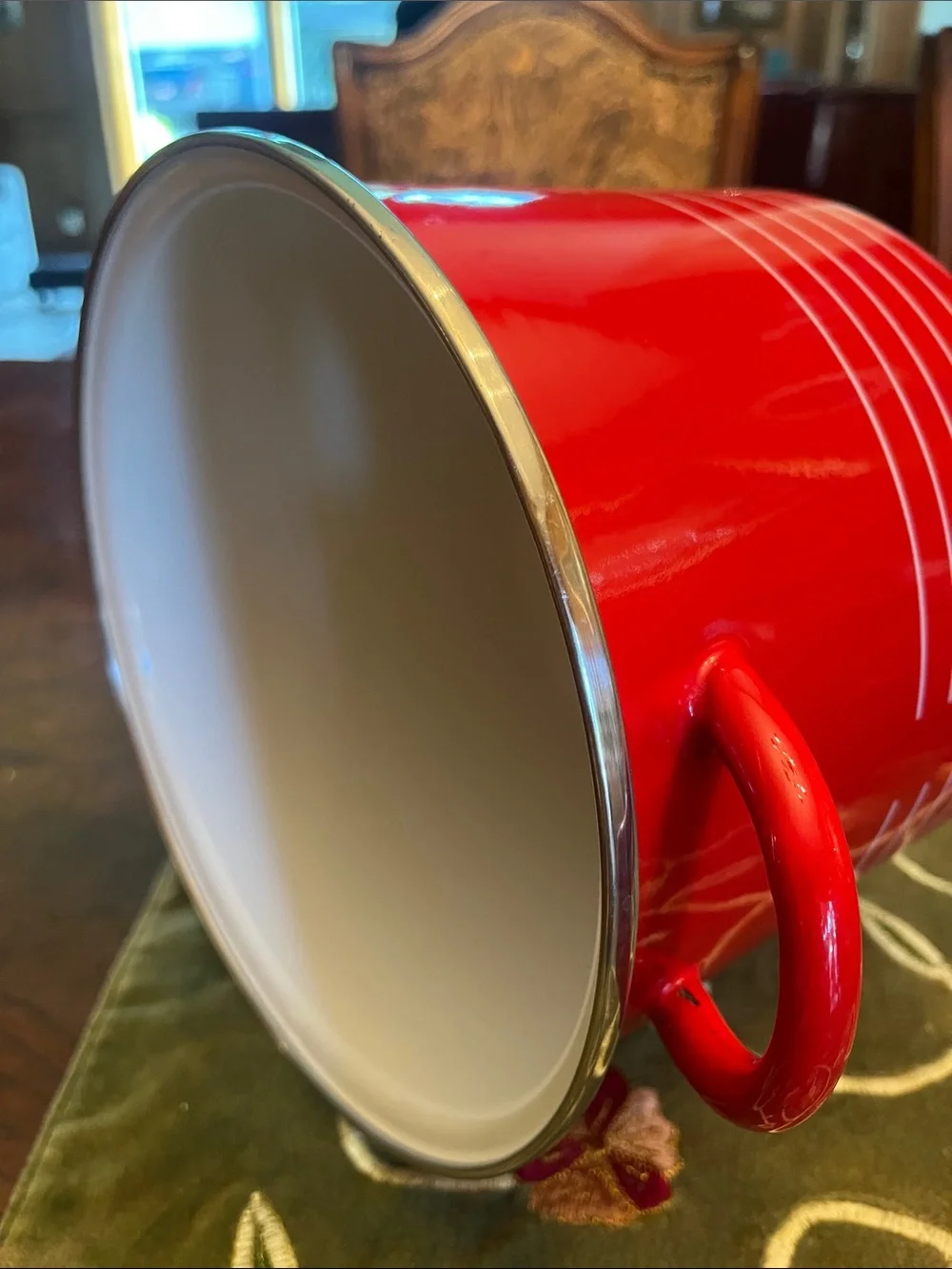 Sam Lebowitz Design for copco Red Enamel Stockpot with White Stripe Accent